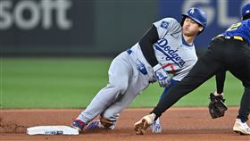 大谷翔平跑出本季第20盜。（圖／美聯社／達志影像）