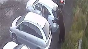 1名男子在千鈞一髮之際跳進車內，差點命喪熊口。（圖／翻攝自《太陽報》）