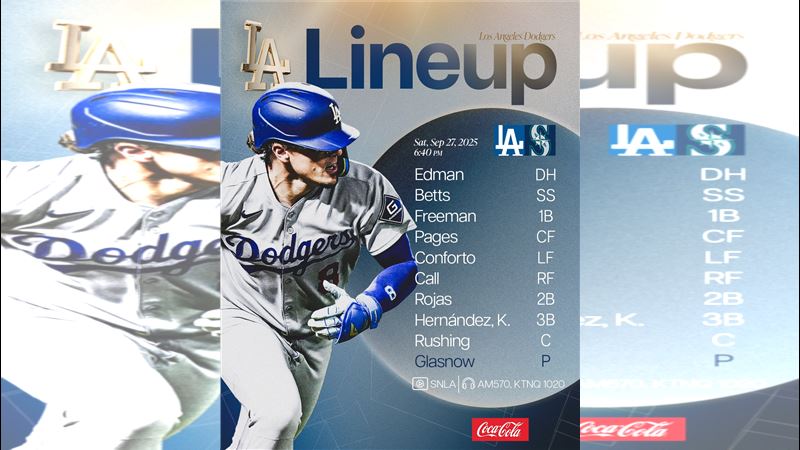 道奇作客水手讓大谷翔平輪休。（圖／翻攝自道奇 X）