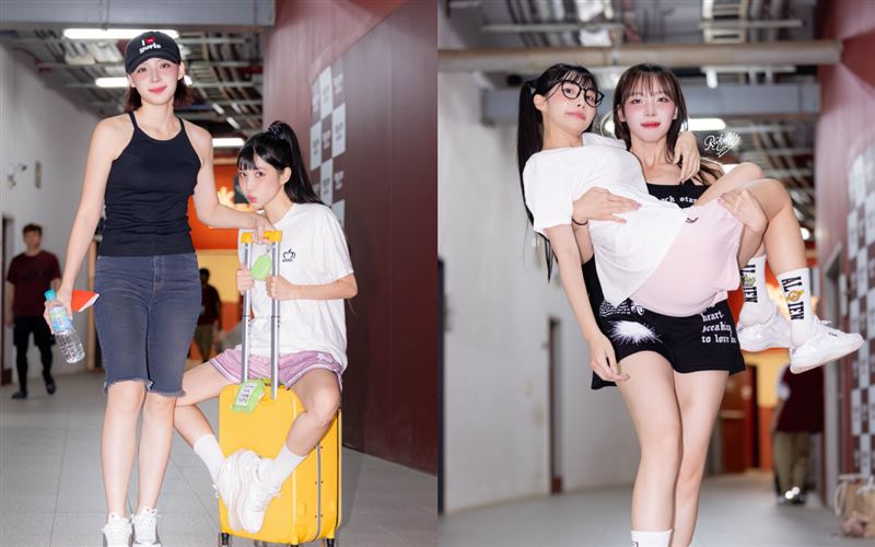 樂天女孩筠熹和河智媛互動(圖/樂天桃猿提供)