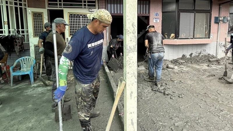 退役的「涼山鬼」士官長張敏傑，號召夥伴前往光復鄉救災。（圖／翻攝張敏傑臉書）