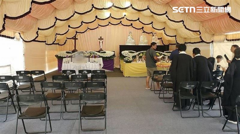 今（28）日上午瑞穗生命園區完成「花蓮0923馬太鞍溪堰塞湖災害罹難者聯合靈堂」搭建。（圖／翻攝畫面）