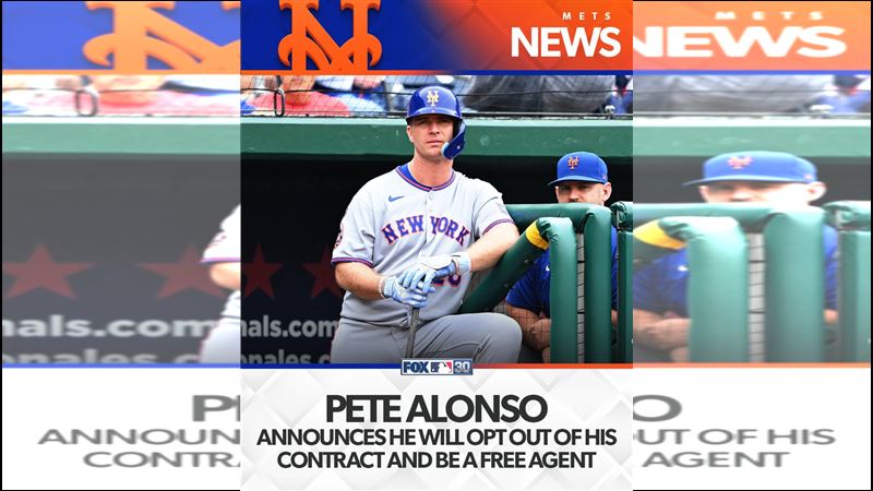 阿隆索（Pete Alonso）宣布休賽季成為自由球員。（圖／翻攝自FOX Sports: MLB X）