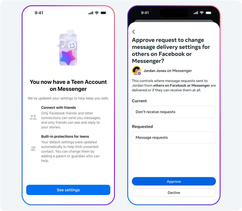 Facebook與Messenger青少年帳號安全措施本週正式實施