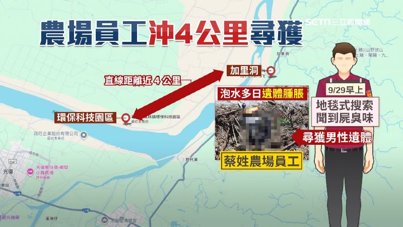 蔡姓男子遭沖走將近4公里遠