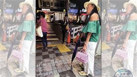 23日晚間，67歲的許純美現身台北大直一帶，手上的粉紅香奈兒包十分顯眼。（讀者提供）