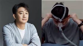 黃磊戴呼吸器睡覺。（圖／翻攝自微博）