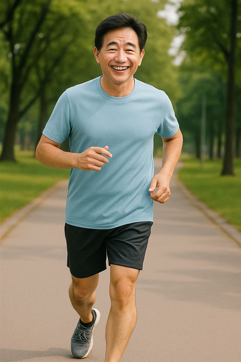 醫師劉博仁表示，一名70歲男藉由飲食、睡眠、運動等落實抗老7大習慣，使其看來像50歲。(圖/AI生成。)