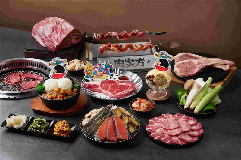 肉次方燒肉放題&times;蠟筆小新聯名菜色。（圖／品牌業者提供）