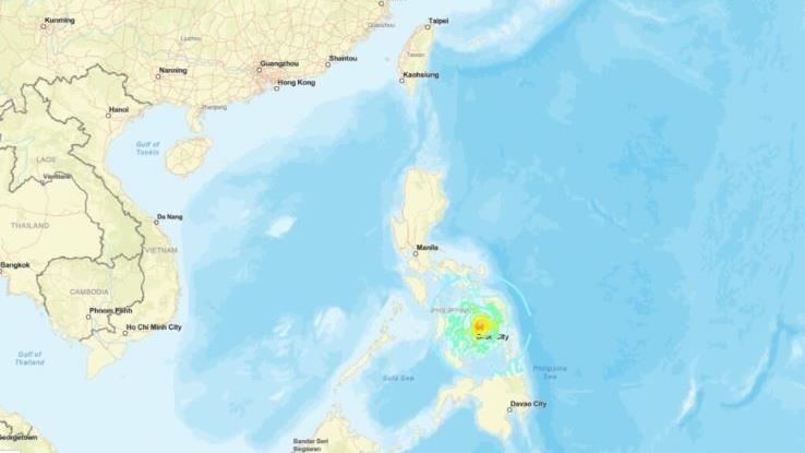 菲律賓中部外海9月30日晚間發生規模6.9地震。（圖／翻攝自美國地質調查所網頁usgs.gov）