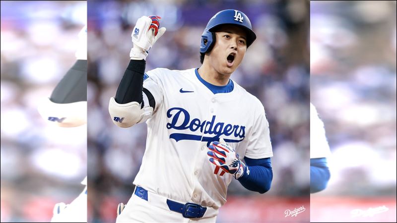 大谷翔平近12打數0安打仍獲2次敬遠。（圖／翻攝自道奇 X）