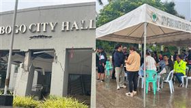 菲律賓6.9強震導致建築物鋼筋外露，民眾戶外避難。（圖／翻攝自宿霧省官方臉書）