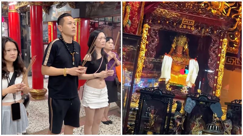 AJ哥在直播時聲稱連續10個聖筊，信眾氣炸：借媽祖名義行騙。（圖／翻攝AJ哥抖音）