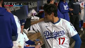 大谷翔平外卡G1轟出雙響砲。（圖／翻攝自MLB TV網站） 