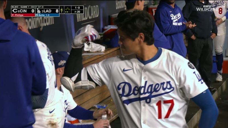 大谷翔平外卡G1轟出雙響砲。（圖／翻攝自MLB TV網站）