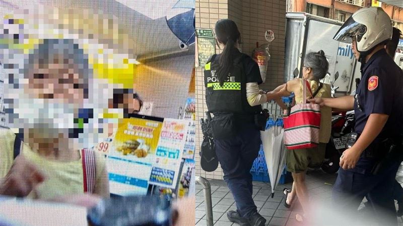 台北73歲曾姓婦人逼讓「優先席」遭踹倒，爭議未平息，今天又因大鬧超商，被查出竊盜通緝身分，遭上銬逮捕。（圖／翻攝畫面）