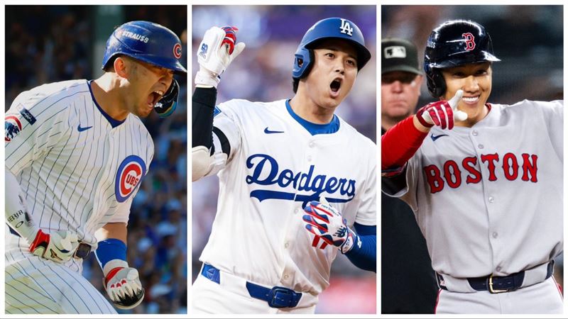 3位日籍強打鈴木誠也、大谷翔平和吉田正尚都敲出團隊首分。（圖／翻攝自小熊、道奇、紅襪 X）