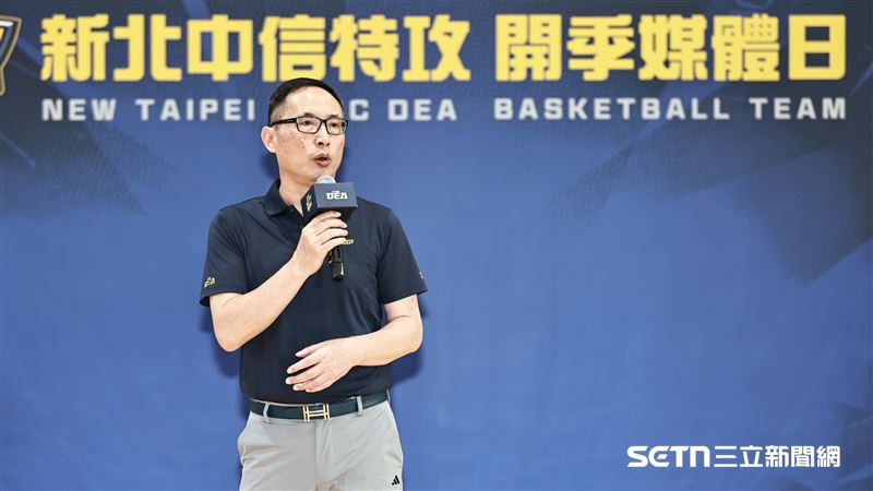 TPBL新北中信特攻媒體日，領隊劉志威介紹球季亮點。（圖／記者劉彥池攝影）