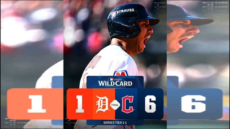 守護者外卡G2以6：1擊退老虎。（圖／翻攝自MLB X）