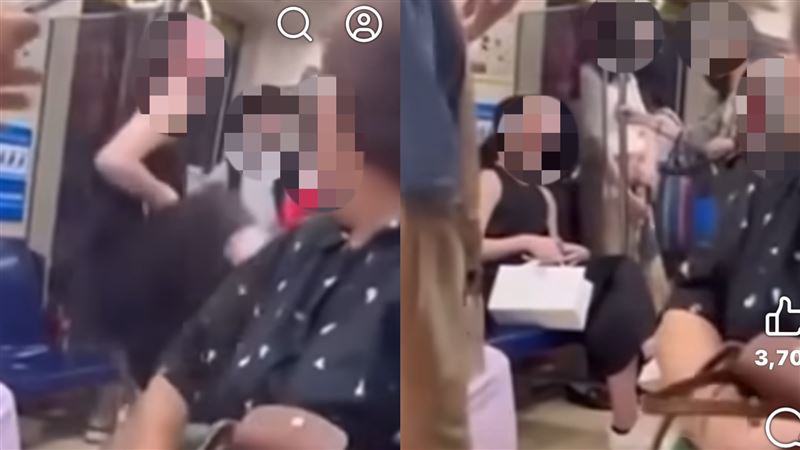 另一視角，網友認為，阿婆用袋子撞得還蠻大力。（圖／翻攝自記者爆料網）