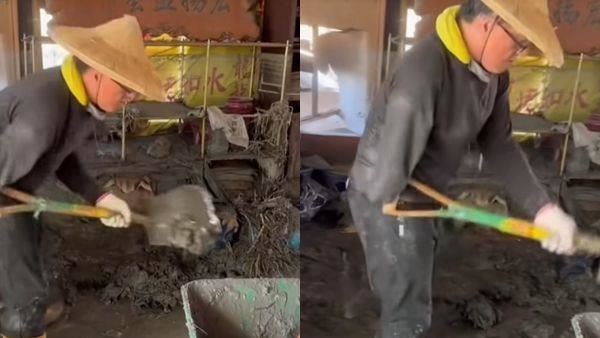 災區驚見「獨臂超人」!俐落鏟土全網看哭