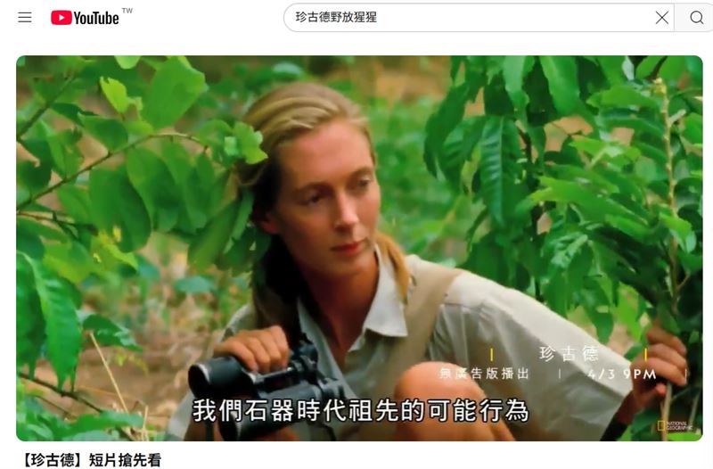 珍古德91歲過世！她6月才來臺灣演講，開場說受泰山小說啟發愛上非洲，笑怨泰山娶錯珍引爆萬人大笑。（圖／翻攝自國家地理 National Geographic TW）