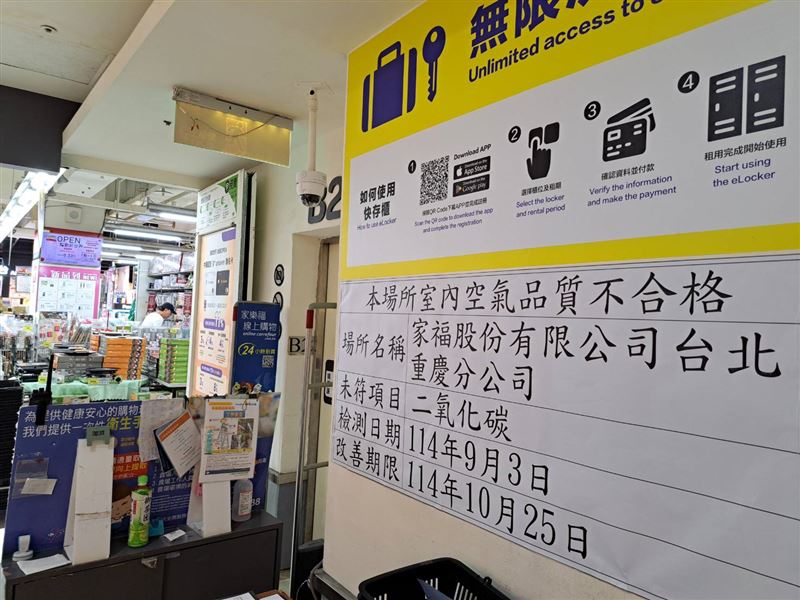 家樂福重慶店空品不合格。（圖／北市環保局提供）