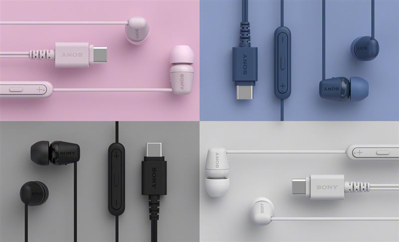 Sony推出全新IER-EX15C USB-C入耳式有線耳機，提供黑色、白色、藍色、粉紅四色。（圖／品牌業者提供）