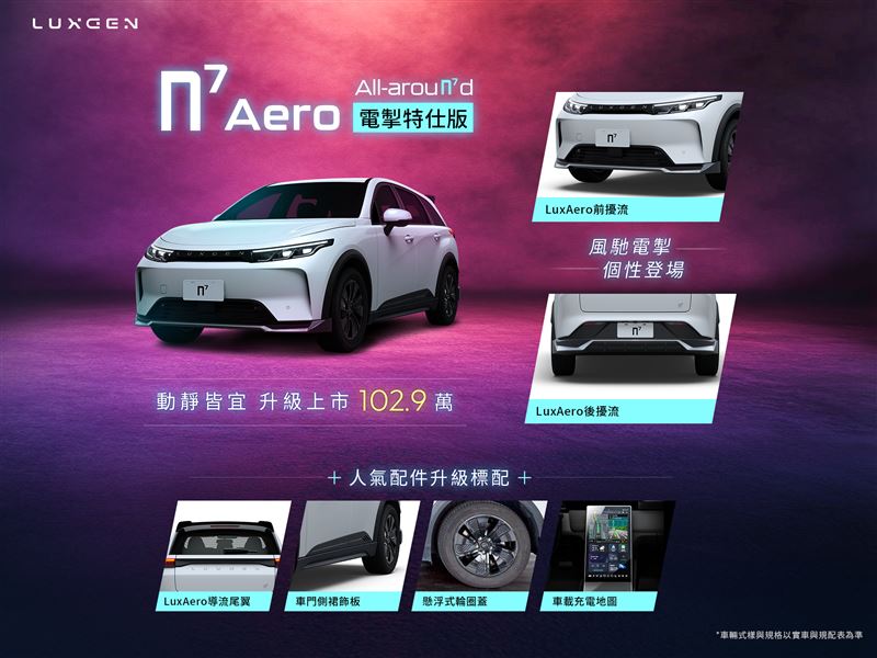 全新n⁷ Aero電掣特仕版多項套件升級。（圖／LUXGEN提供）