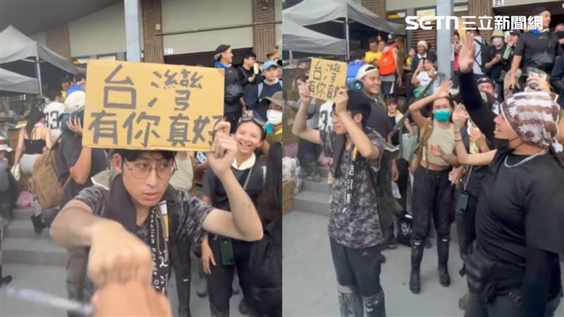 鏟子超人聚集在光復車站，大合唱《島嶼天光》。（圖／網友「linpopopo」授權提供，未經同意請勿轉載）