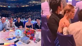 成龍的手從容祖兒背部滑過，引發網友熱議。（圖／翻攝自微博）