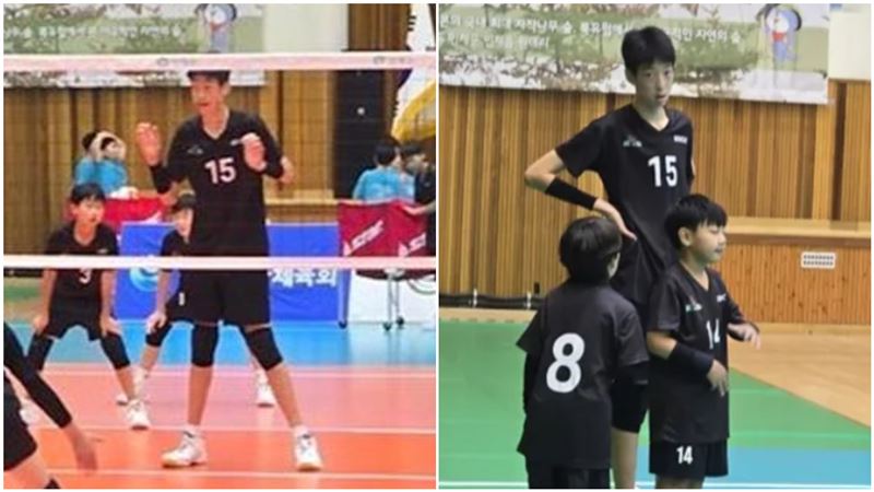 韓版姚明！小六205公分 站著攔網輾壓對手