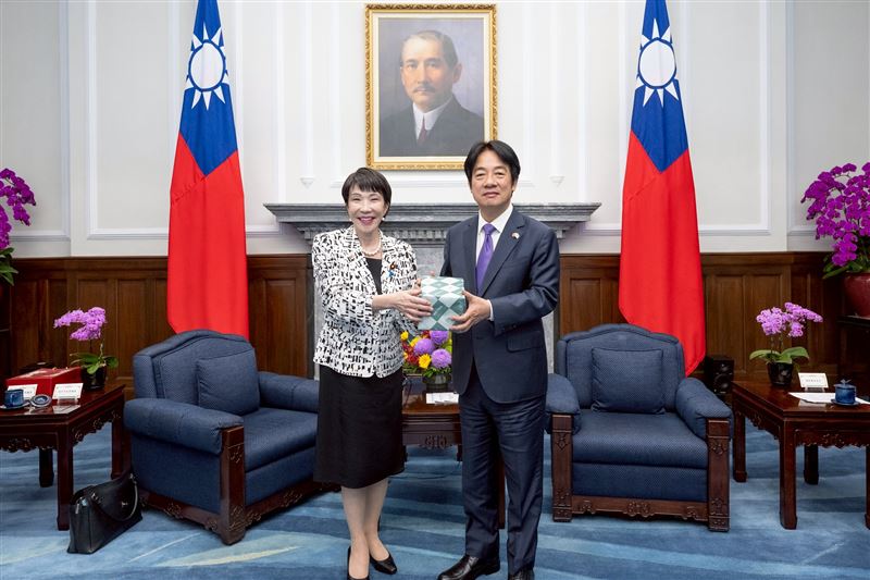 高市早苗今年4月率團訪台，與總統賴清德會晤。（圖／總統府提供）