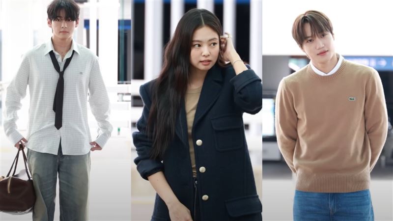 V（左起）、Jennie、Kai同出仁川，引友吃瓜。（／翻自YouTube）