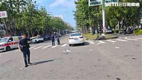 高雄苓雅區車禍，闖紅燈婦人遭休旅車攔腰撞上，倒地昏迷急送醫。（圖／翻攝畫面）