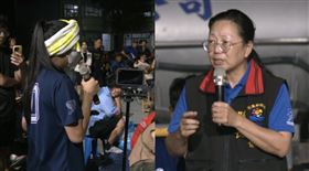  災民在光復國小的說明會上感嘆，覺得自己很像縣政府的客服，如志工搭到光復下車後，問她志工要去哪裡支援，甚至這幾天她還在調山貓、怪手等機具，「原來這是青年要做的工作」。（組合圖／翻攝畫面）