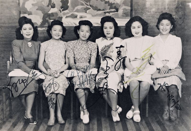 民初女歌手，左起為：白虹、姚莉、周璇、李香蘭、白光、祁正音。（圖／翻攝維基百科）