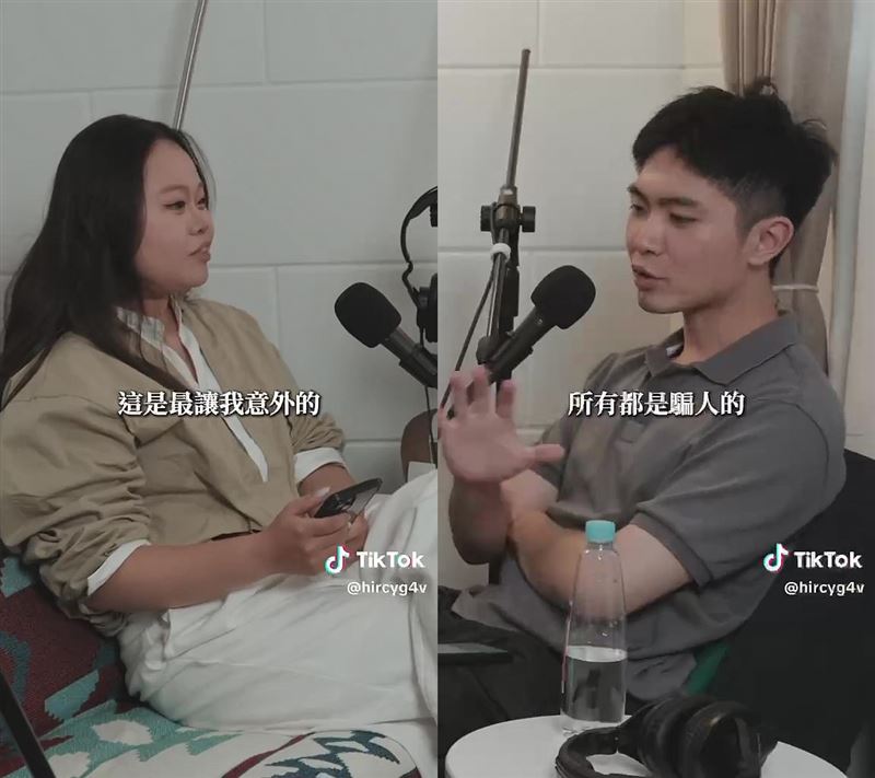 網紅宸宸（左）近日邀請友人Alice在個人Podcast談及于朦朧事件（圖／翻攝自抖音）
