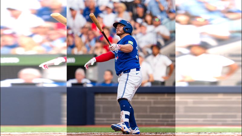 多倫多藍鳥捕手柯克（Alejandro Kirk）單場雙響砲。（圖／翻攝自X平台 @BlueJays）