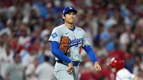 大谷翔平季後賽首度登板2局下丟掉3分。（圖／美聯社／達志影像）