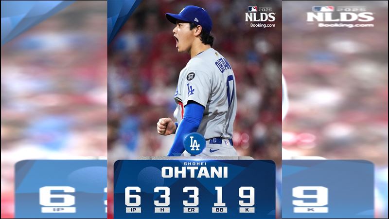 大谷翔平季後賽初登板就奪勝。（圖／翻攝自MLB X）