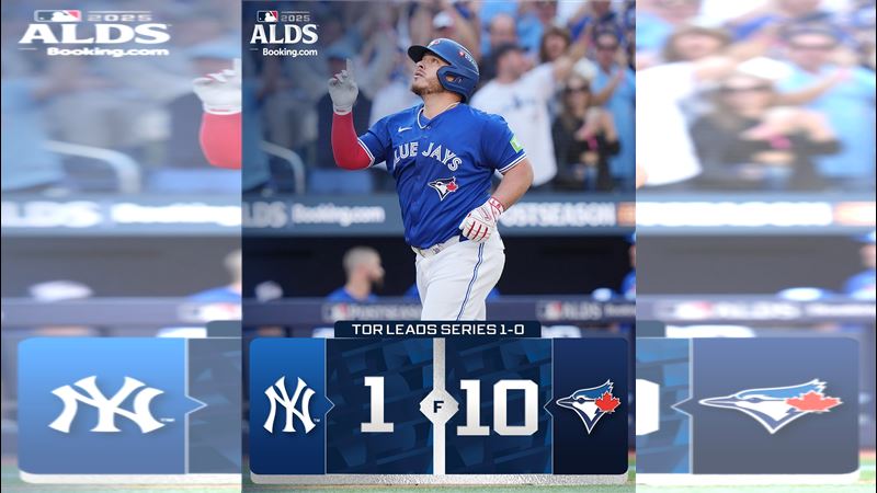 洋基輸掉美聯分區系列賽首戰，晉級機率不到3成。（圖／翻攝自MLB推特）