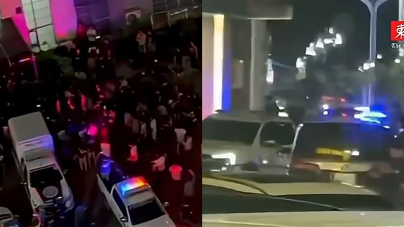 柬埔寨園區大暴動，當地派出大批警力鎮壓。（圖／取自柬中時報）