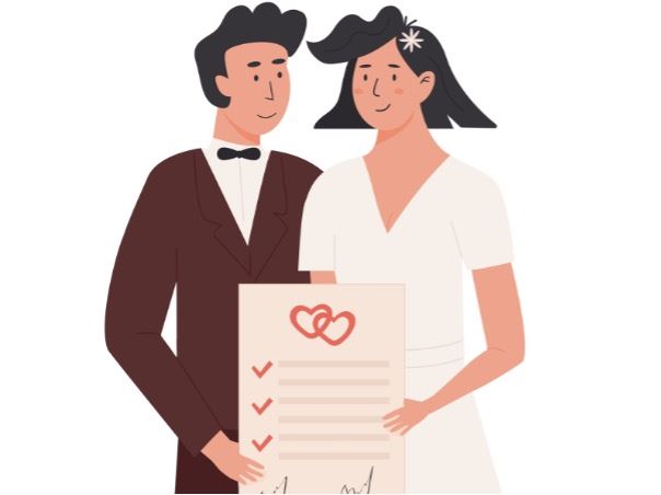 月老負責為未婚男女編訂名冊。（圖／CANVA製作）