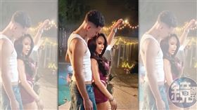 小Ａ辣（右）找來巴西男模（左），在泳池豪宅拍攝MV。