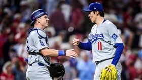 道奇隊日籍投手佐佐木朗希季後賽登板。（圖／翻攝自X平台 @Dodgers）