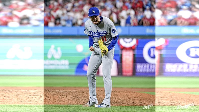 道奇隊日籍投手佐佐木朗希季後賽登板。（圖／翻攝自X平台 @Dodgers）