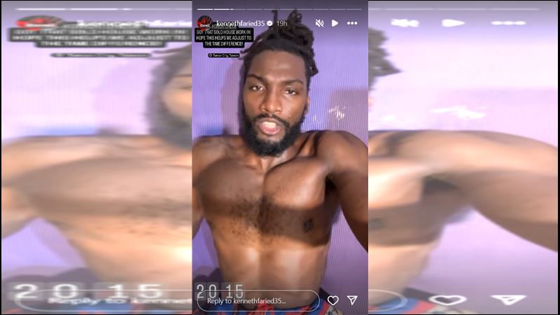前NBA丹佛金塊球星「半獸人」法瑞德（Kenneth Faried）分享健身影片但透露自己目前人在台南。（圖／翻攝自法瑞德IG）