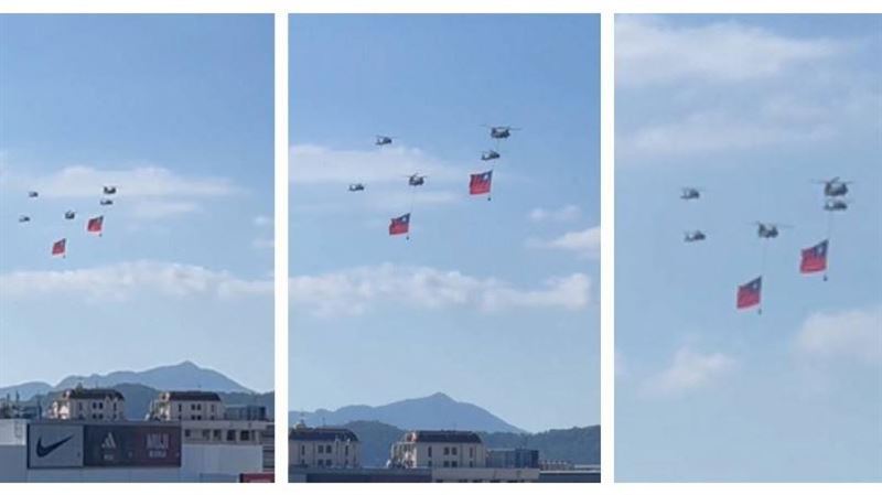 國軍直升機國旗飛行預演　內湖震撼登場