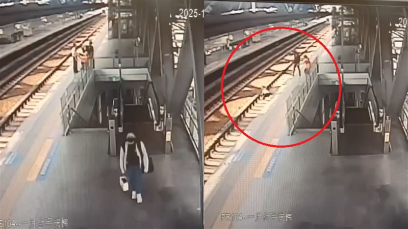 台鐵五權車站站務員抓逃票，慘遭推落軌，「差6秒險變肉泥」驚悚瞬間曝光。（圖／台鐵提供）